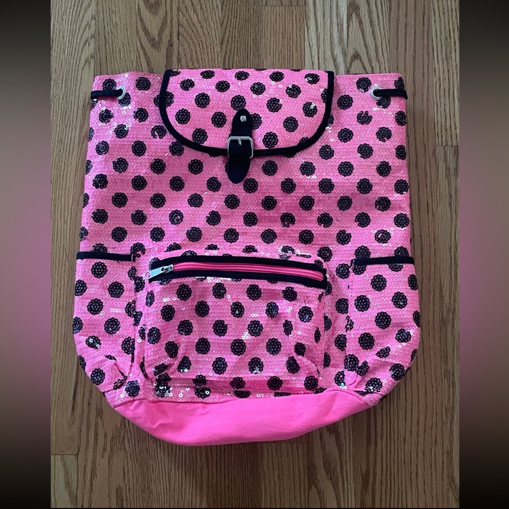 Justice Pink Bedazzled Drawstring Kids Backpack